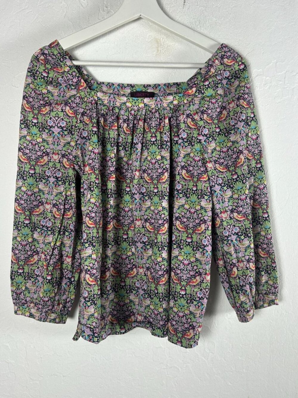 J.Crew Liberty of London Womens Strawberry Thief Top Size 6 Square Neck Multi